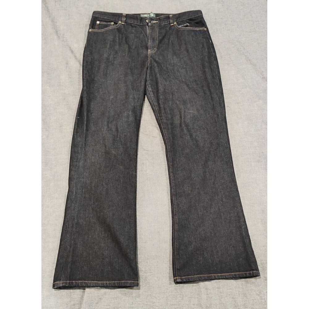 LRL Lauren Jeans Co Ralph Lauren Bootcut Jeans Dark Wash Pocket Stitched Size 16
